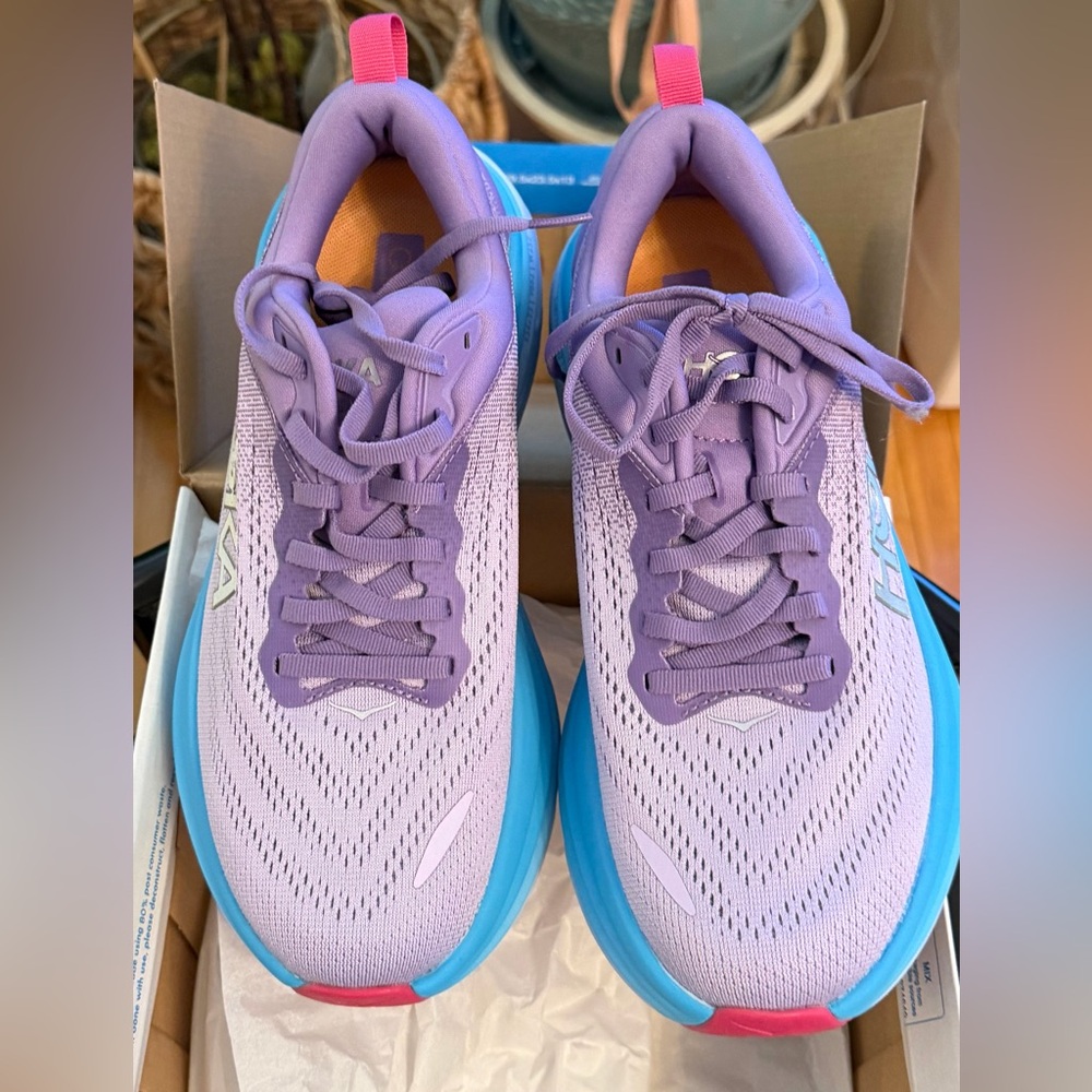 Hoka Bondi 8 Women Violet/Blue Running Shoes  7.5B WBDNI8 - Picture 10 of 12